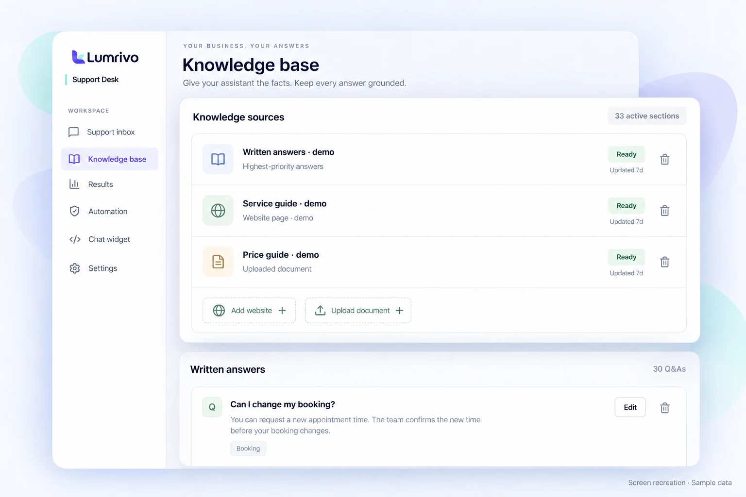 Support Desk: Start with maintained knowledge.