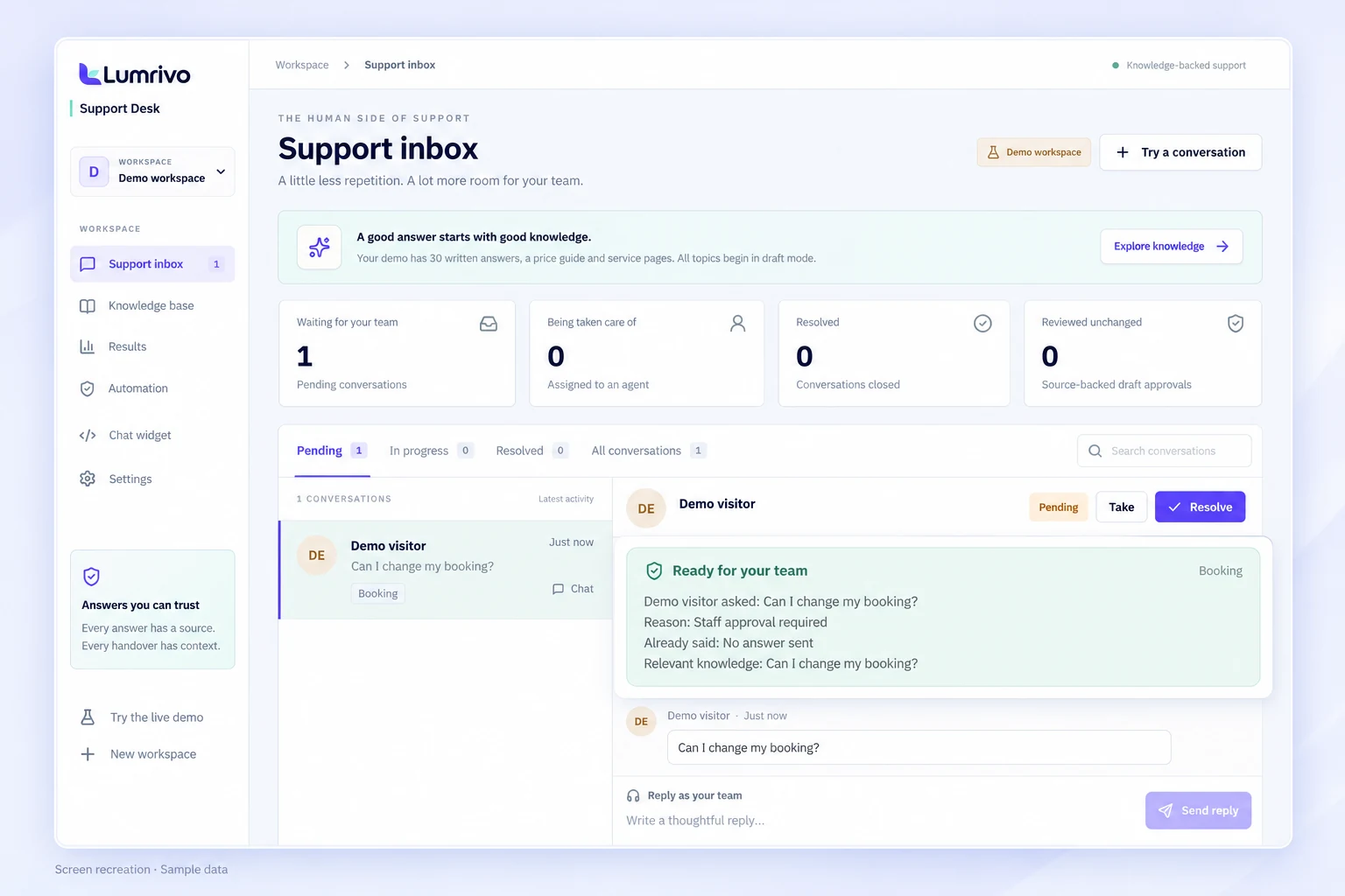 Support Desk demo workspace