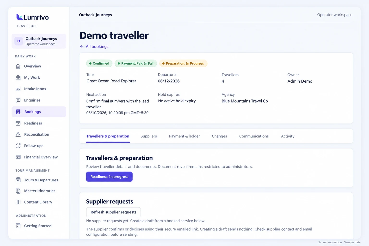 Travel Ops: Give every booking a clear next step.