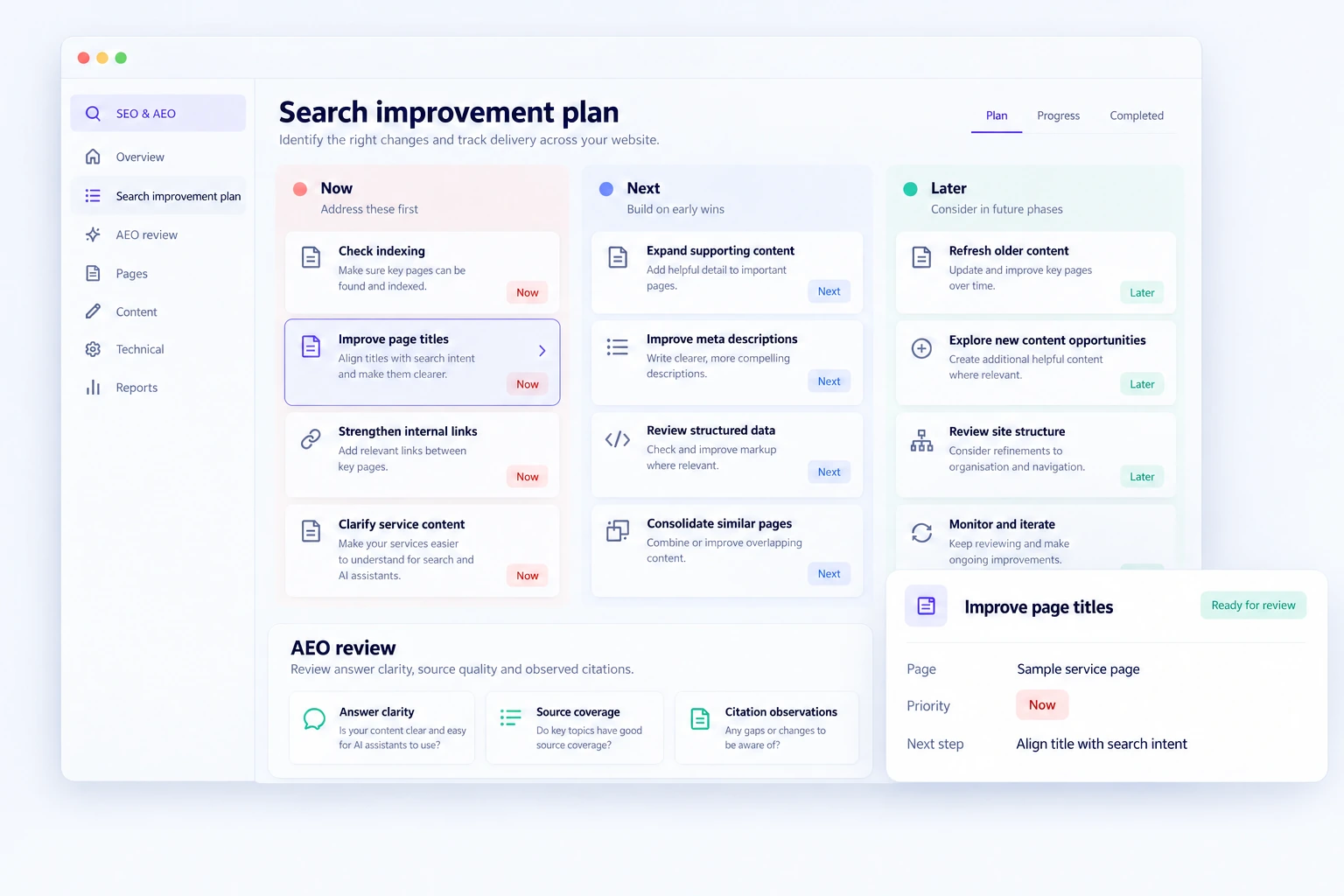 SEO & AEO illustrative workflow